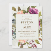 Elegante Romantische Plum Peach Sage Green Wedding Kaart (Voorkant)