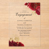 Elegante  Romantische Red Rose Engagement Party Acryl Uitnodigingen (Voorkant)