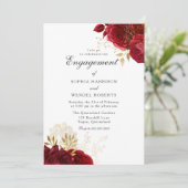Elegante  Romantische Red Rose Engagement Party Kaart (Staand voorkant)