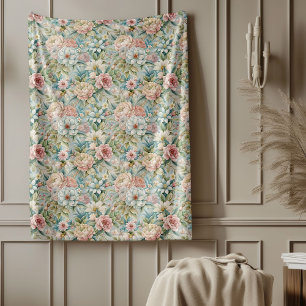 Elegante Romantische Rococo Bloemen  Charme Fleece Deken