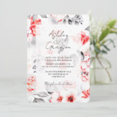 Elegante romantische rode bloemenbruiloft kaart (Staand voorkant)