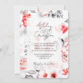 Elegante romantische rode bloemenbruiloft kaart (Voorkant)