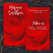 Elegante romantische rode roos oorbel displaykaart visitekaartje