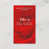 Elegante romantische rode roos oorbel displaykaart visitekaartje (Achterkant)