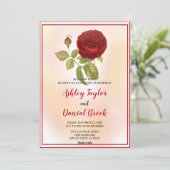 Elegante romantische rode roos stoffige bloemenbru kaart (Staand voorkant)