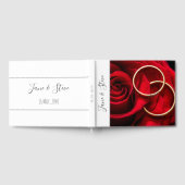 Elegante romantische rode roos trouwringen gastenboek (Volledig)