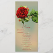 Elegante romantische rode roos zomer bloemenbruilo menu (Voorkant)