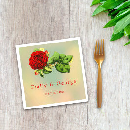 Elegante romantische rode roos zomer bloemenbruilo servet