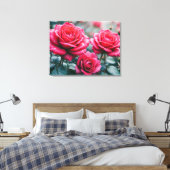 Elegante Romantische Rode Rozen Bloemstuk Canvas Afdruk (Insitu (Slaapkamer))