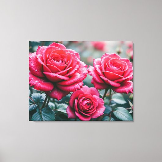 Elegante Romantische Rode Rozen Bloemstuk Canvas Afdruk (Voorkant)