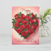 Elegante romantische rode rozen hart Valentijnsdag Kaart (Staand voorkant)