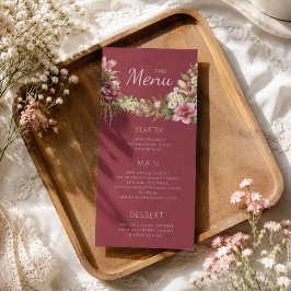 Elegante Romantische Rode Rustieke Bloem   Menu