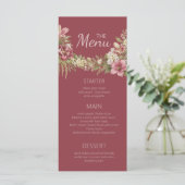Elegante Romantische Rode Rustieke Bloem   Menu (Staand voorkant)