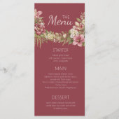 Elegante Romantische Rode Rustieke Bloem   Menu (Voorkant)