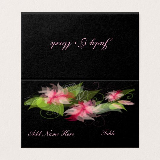 Elegante Romantische Roze Bloem Tafelplaatskaart Kaart (Buitenkant ongevouwen)