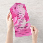 Elegante Romantische Roze Bloem Zomer Bloemen Huwe All In One Uitnodiging (Afscheurbaar)