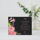 Elegante romantische roze bloemen bruidsmeisje kaa kaart (Staand voorkant)