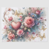 Elegante Romantische Roze Bloemen Weefsel Papier B (Voorkant)