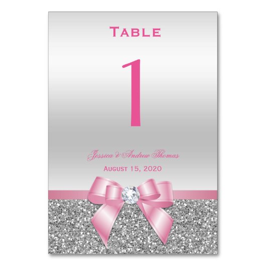 Elegante Romantische Roze Boog & Zilveren Glitter Kaart (Voorkant)