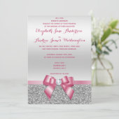 Elegante Romantische Roze Boog & Zilveren Glitter  Kaart (Staand voorkant)
