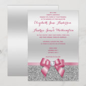 Elegante Romantische Roze Boog & Zilveren Glitter  Kaart (Voorkant / Achterkant)