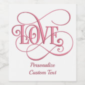 Elegante romantische roze liefde wijn champagne etiket (Enkel label)