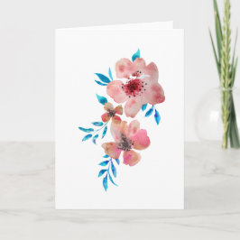Elegante Romantische Roze Watercolor Bloemenkaart Bedankkaart