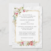 Elegante Romantische Roze Waterverf Bloemen Huweli Kaart (Voorkant)