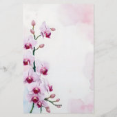 Elegante Romantische Roze Waterverf Orchideeën Briefpapier (Achterkant)