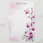 Elegante Romantische Roze Waterverf Orchideeën Briefpapier (Voorkant)