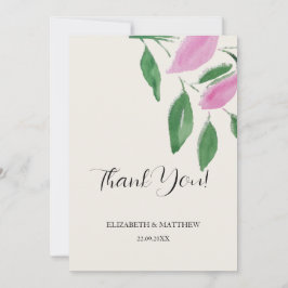 Elegante Romantische Roze Wilde Bloemen Aquarel Ku Bedankkaart