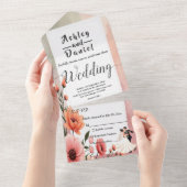 Elegante Romantische Rozen Bruid Bruidegom Bloemen All In One Uitnodiging (Afscheurbaar)