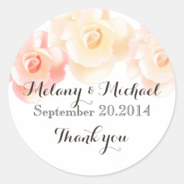  elegante romantische rozen dank u ronde sticker
