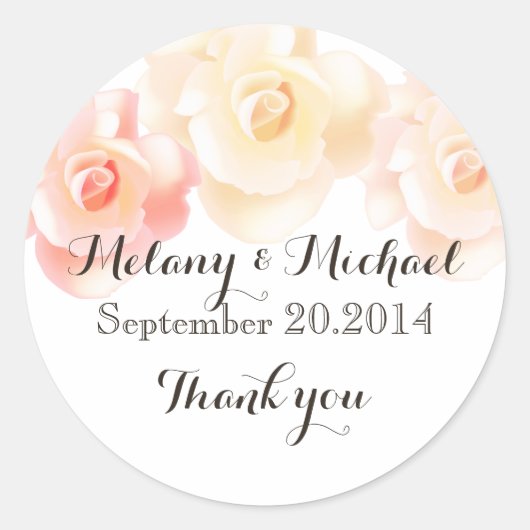  elegante romantische rozen dank u ronde sticker (Voorkant)
