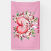 Elegante romantische Rozen en hart Valentijnsdag Spandoek (Verticaal)