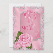 Elegante Romantische Rozen & Strikken 90ste Kaart (Voorkant)
