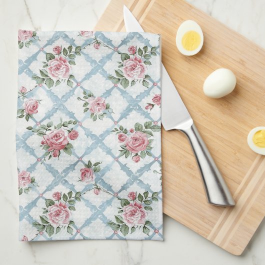 Elegante romantische rustieke retro bloem theedoek (Quarter Fold)