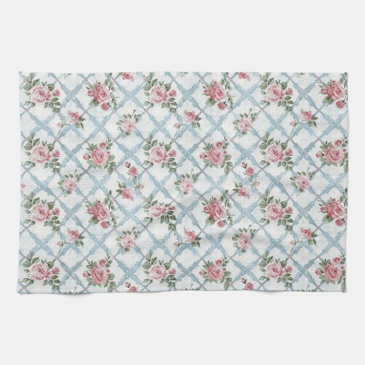 Elegante romantische  rustieke retro bloem theedoek (Horizontaal)