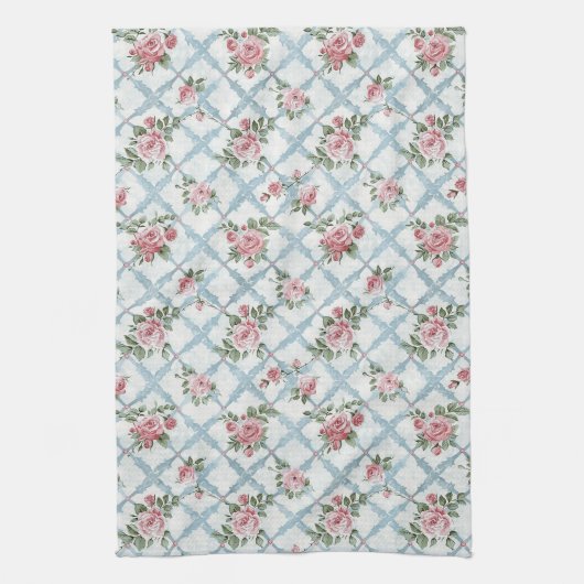 Elegante romantische rustieke retro bloem theedoek (Verticaal)