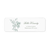 Elegante Romantische Saliegroene Roos Etiket (Voorkant)