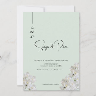 Elegante romantische saliegroene trouwuitnodiging kaart