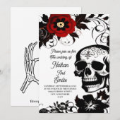 Elegante Romantische Schedel gotische bruiloft uit Kaart (Voorkant / Achterkant)