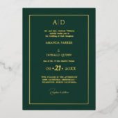 Elegante & Romantische Smaragd Groene Monogram Bru Folie Uitnodiging (Voorkant)
