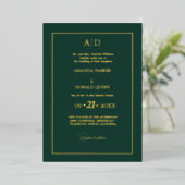 Elegante & Romantische Smaragd Groene Monogram Bru Folie Uitnodiging (Staand Voorkant)