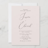 Elegante romantische stoffige Roos script bruiloft Kaart (Voorkant)