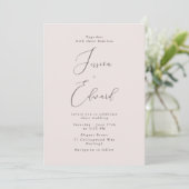 Elegante romantische stoffige Roos script bruiloft Kaart (Staand voorkant)