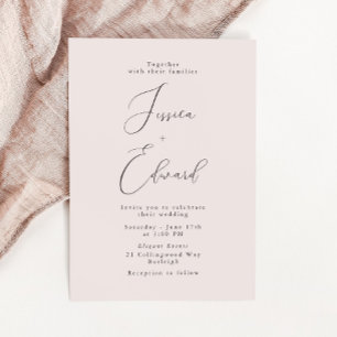 Elegante romantische stoffige Roos script bruiloft Kaart