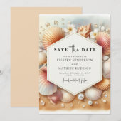 Elegante romantische strand bruiloft save the date (Voorkant / Achterkant)