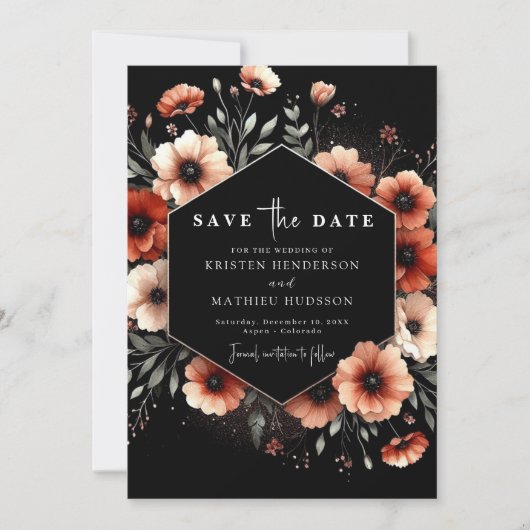 Elegante romantische terracotta bruiloft save the date (Voorkant)