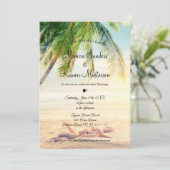 Elegante Romantische Tropische Palm Beach bruiloft Kaart (Staand voorkant)